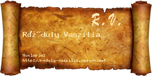 Ráduly Vaszilia névjegykártya